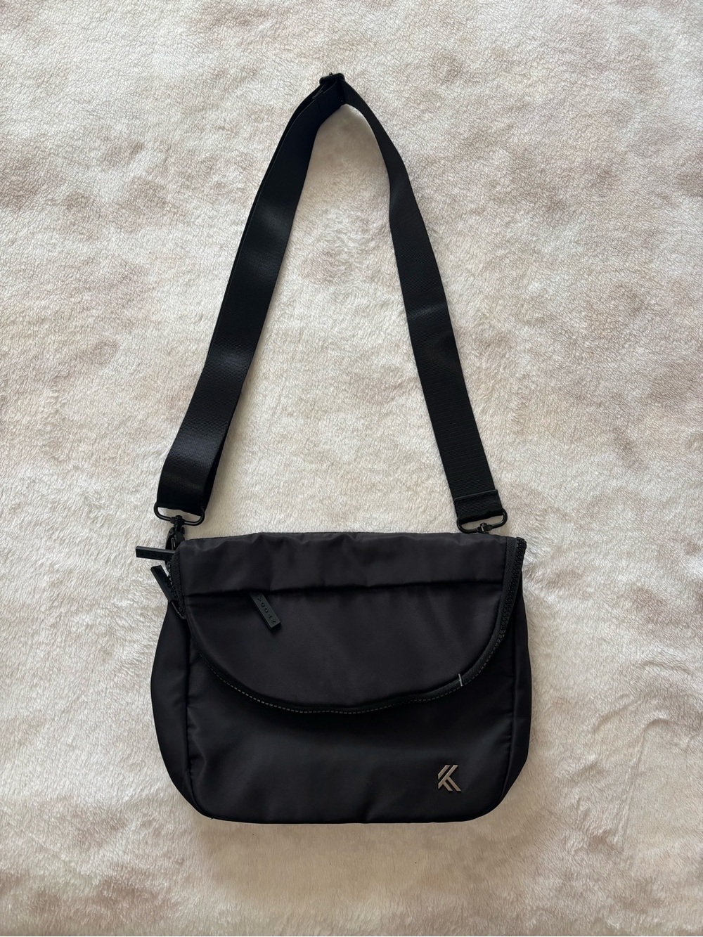 Kyodan Sporty Black Crossbody Shoulder Bag - Minimal Nylon Design